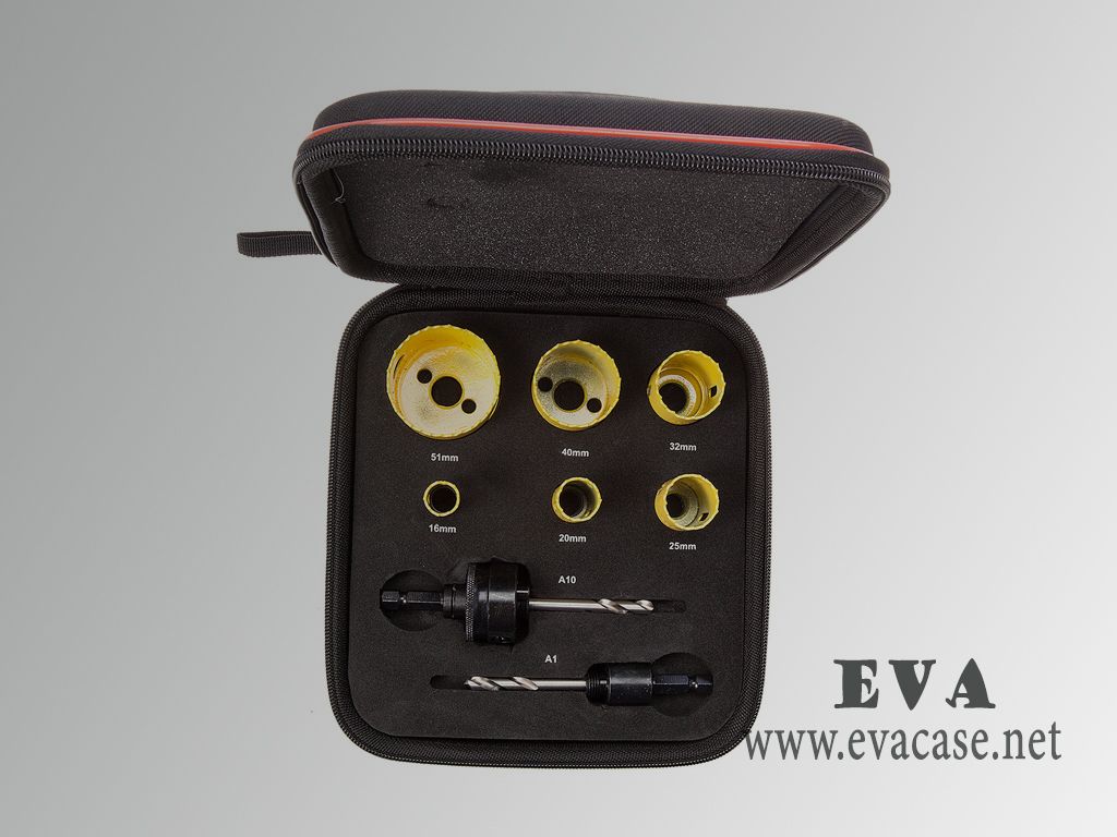 Molded EVA hole saw carry storage travel case for Starrett rubber patch